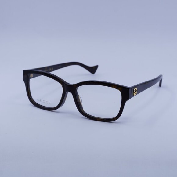 Gucci GG1259OA 002 Eyeglasses Dark Havana 55mm Rectangle Frame - Picture 5 of 11